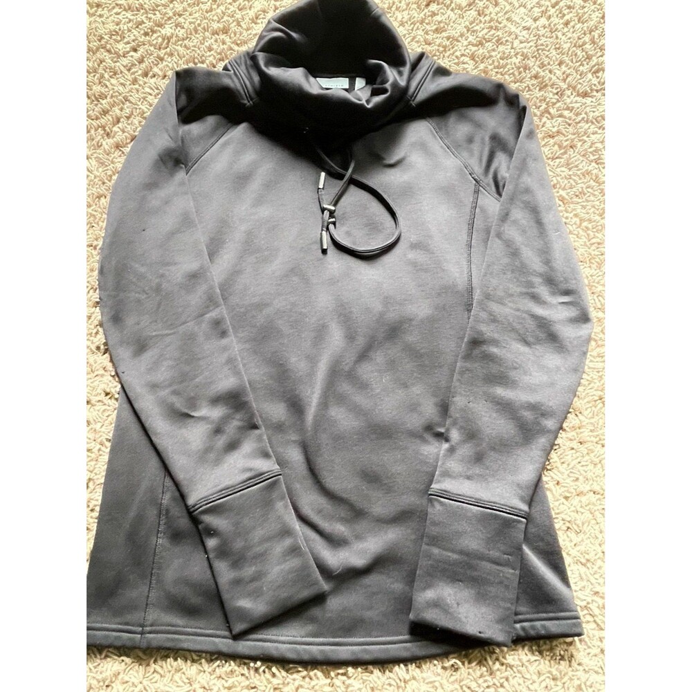 Athleta XS Black pullover sweatshirt pocket finger holes womens  54023 138335